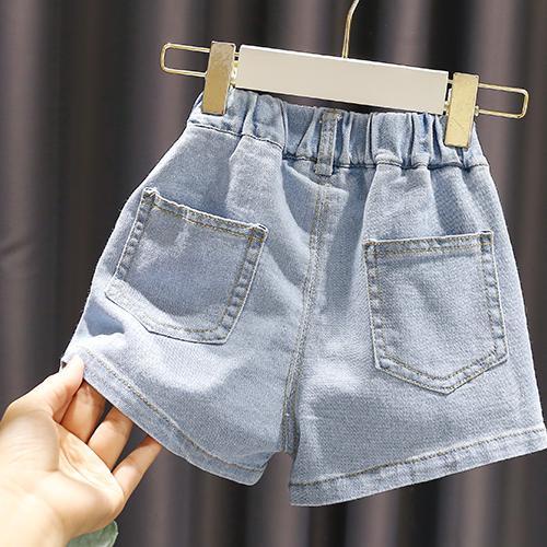 Quần Short Denim Thêu Hoa Nhỏ Màu Trắng Dễ Thương Cho Bé Gái 1-5 Tuổi