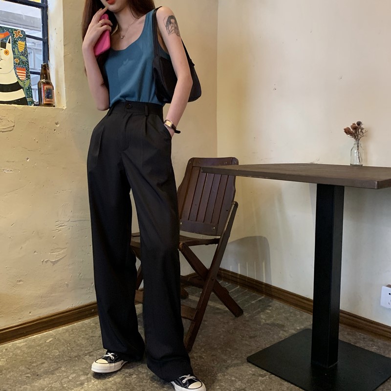 Quần Dài Nữ Ống Rộng Lưng Cao Thời Trang Cá Tính