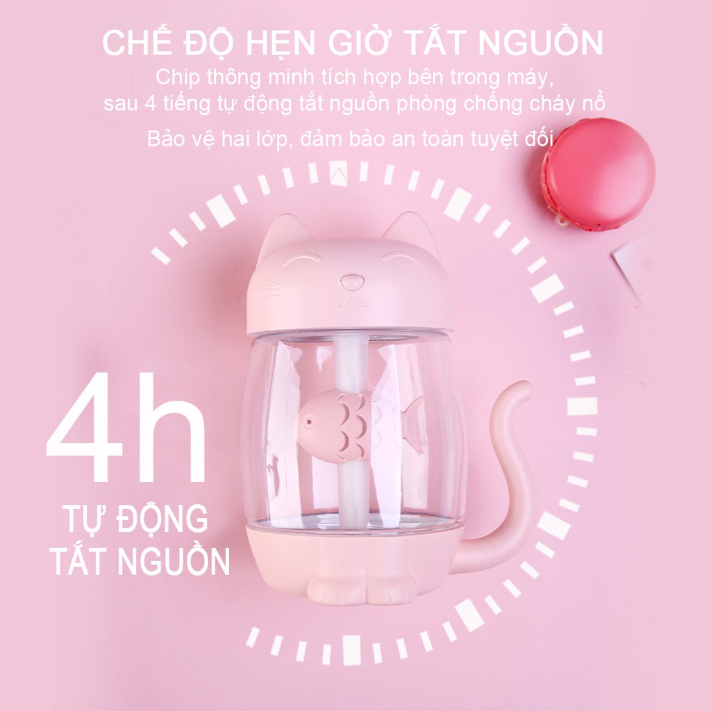Máy tạo ẩm không khí hình mèo xương cá có đèn dễ thương - 9005