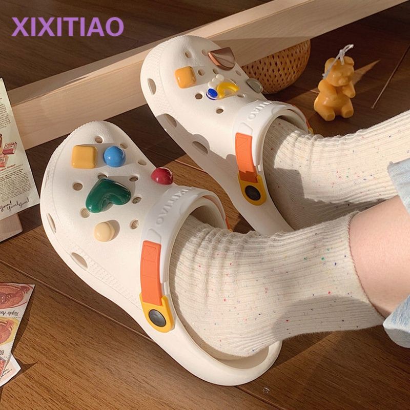 Sticker crocs Shoe Decoration for crocs đế caoDép crocs Quai Chéo Chống Trượt Thời Trang Đi Biển Cho Nữ