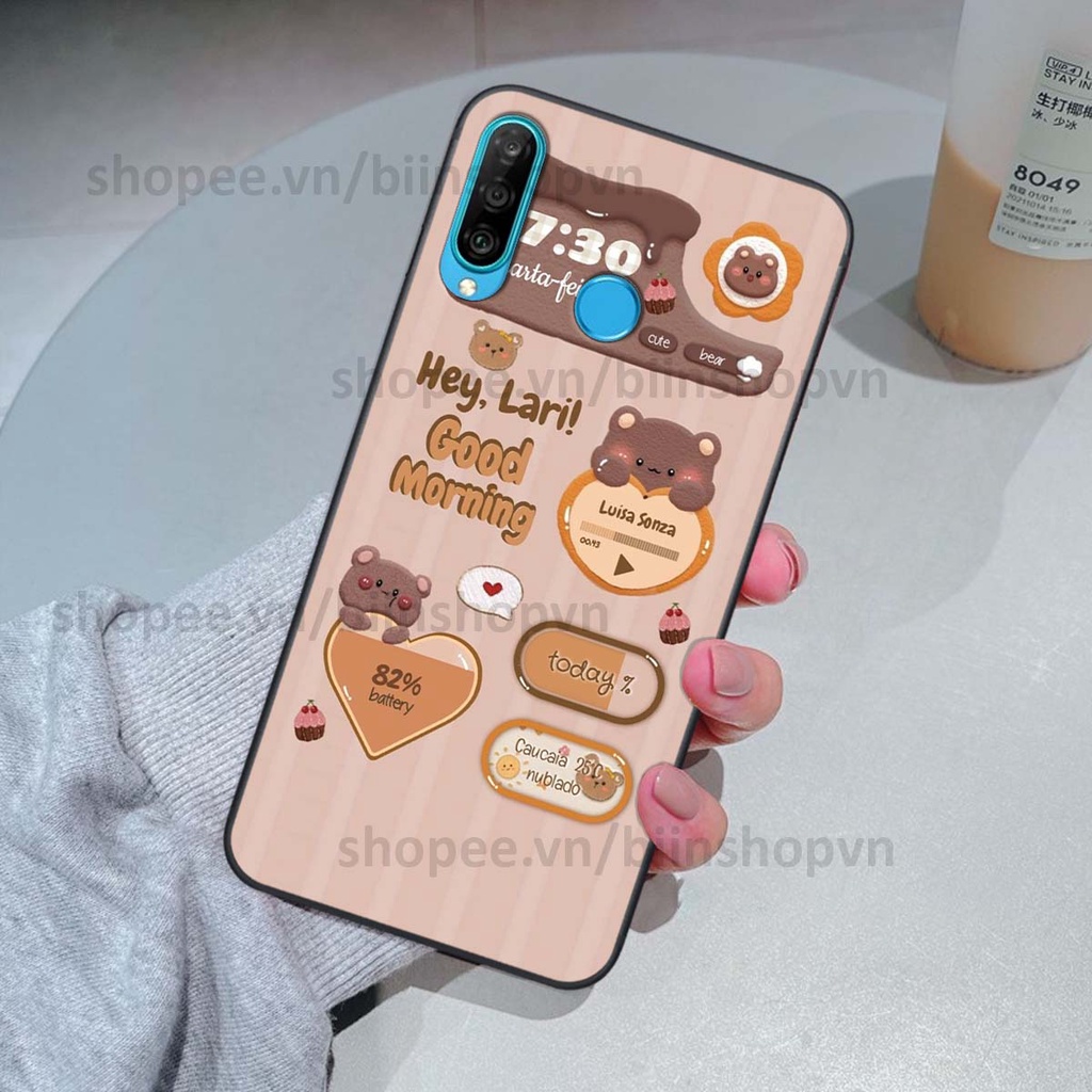 Ốp Huawei Nova 4e / P30 Lite in 3D icon gấu nổi siêu xinh, siêu đáng yêu, cá tính phong cách