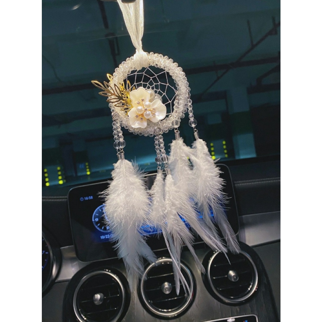 Khánh treo ô tô - Khánh thiên nga dây đuôi quả bông trắng