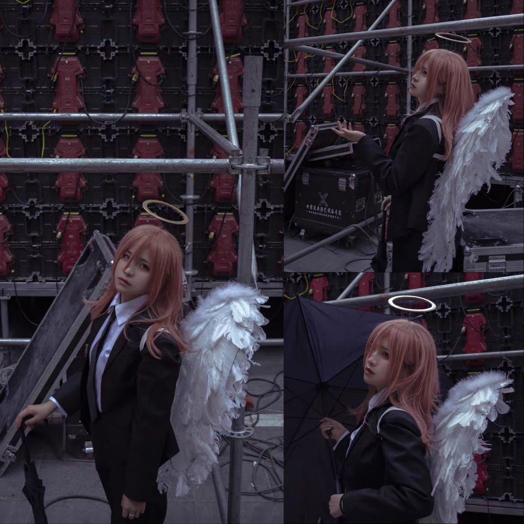 Wig/tóc giả nữ cam đỏ cosplay Angel Devil Chainsaw Man