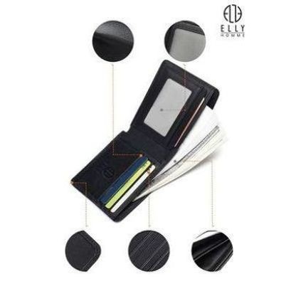 Ví nam cầm tay da thật ELLY HOMME đen – EVM3