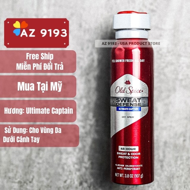 [HÀNG MỸ] Xịt Khử Mùi Nam Old Spice Hàng Mỹ 106g - Khử Mùi, Ngăn Mùi Hôi Hiệu Quả, Hương Thơm Nam Tính  - AZ 9193