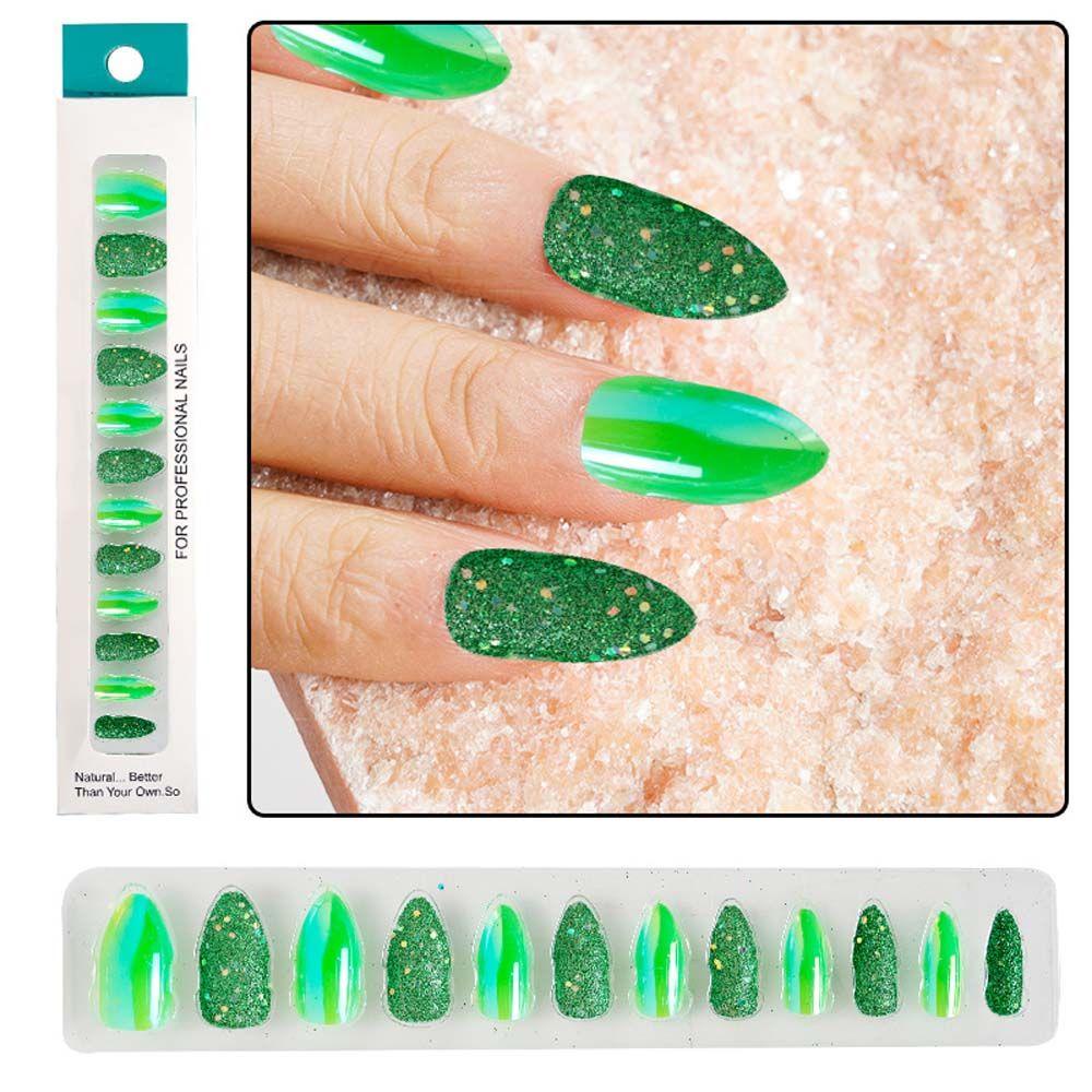 Set 12 Móng Tay Giả Mạ Điện DIY Che Phủ Toàn Diện Thời Trang Cho Nữ