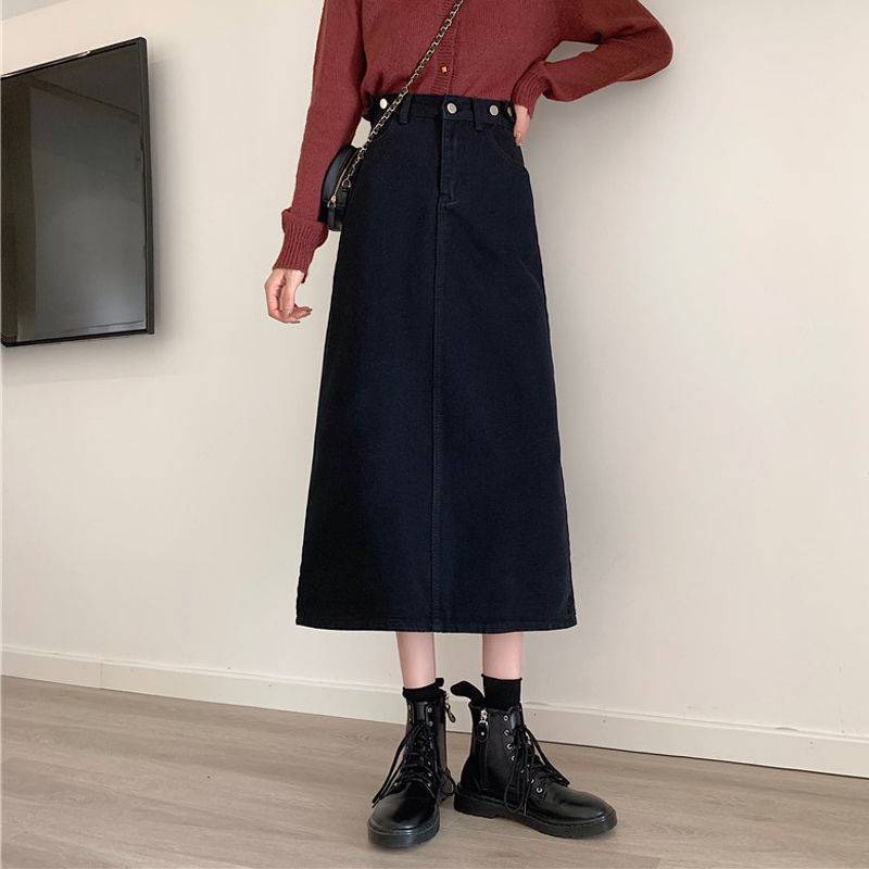 Chân váy jean dài qua gối dáng chữ A cạp cao xẻ tà sau phong cách ulzzang JENNIE STORE V1 | BigBuy360 - bigbuy360.vn