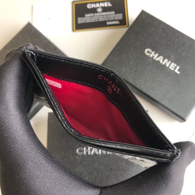 Ví đựng thẻ Chanel Channel da thật cao cấp vân hoa hồng