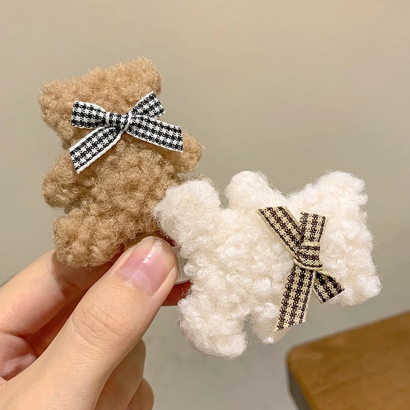 Kẹp tóc hình gấu bông dễ thương thời trang thu đông cho nữ