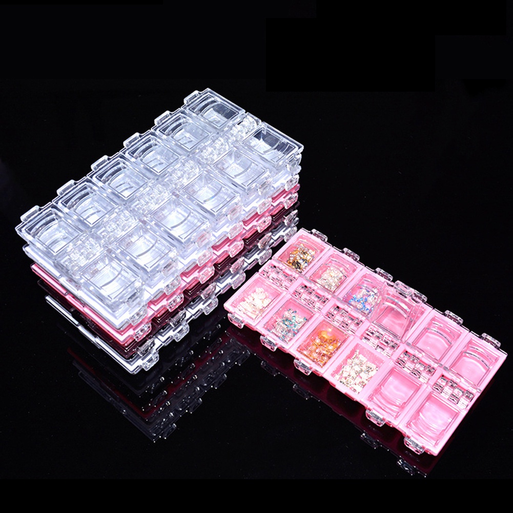 Hộp Rỗng Trong Suốt 12 Ngăn Đựng Hạt Trang Trí Móng Tay Ốp
