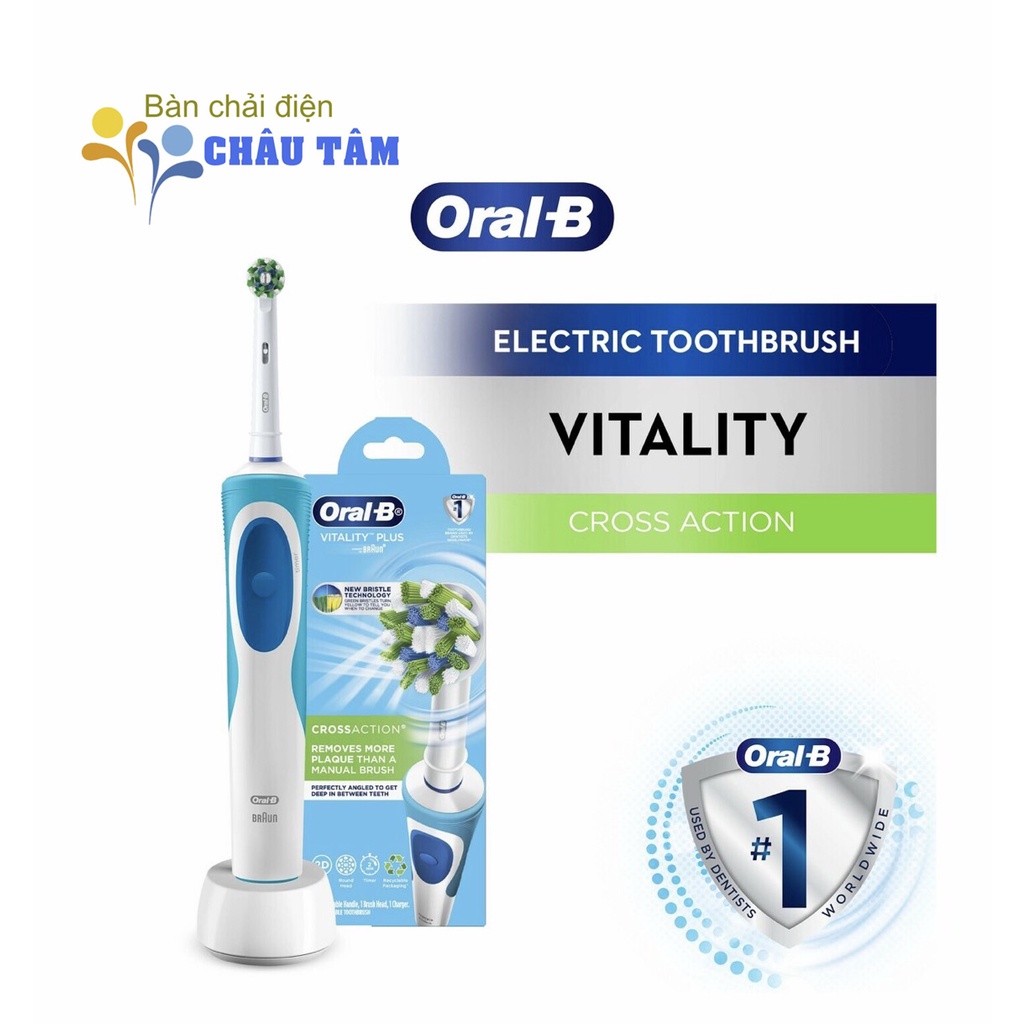 Bàn chải đánh răng điện Oral-B Crossaction trắng răng  mẫu mới + hàng tặng kèm