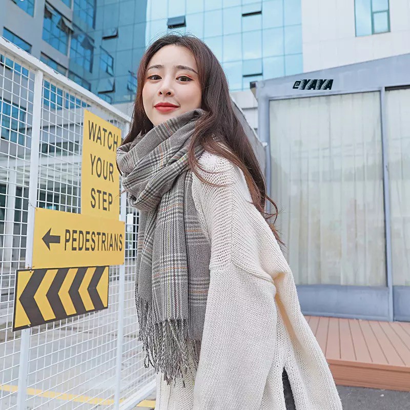 Khăn len kẻ phong cách Hàn Quốc KTB07