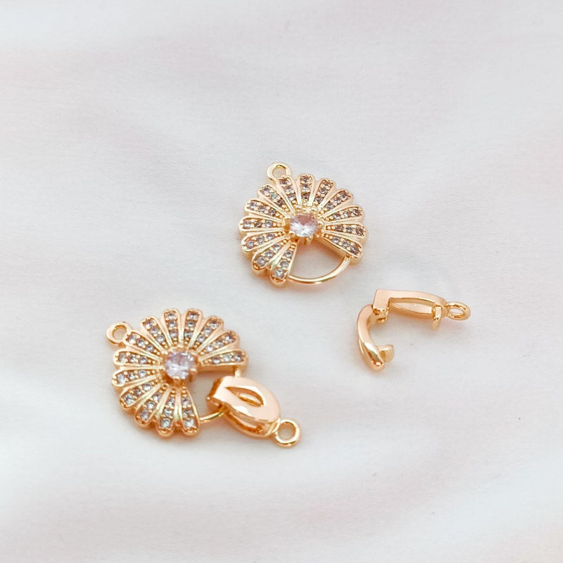 Khóa Cài Tròn Bằng Đồng Mạ Vàng 14K Đính Đá Zircon Nhiều Màu Sắc Tự Làm Vòng Tay / Dây Chuyền DIY