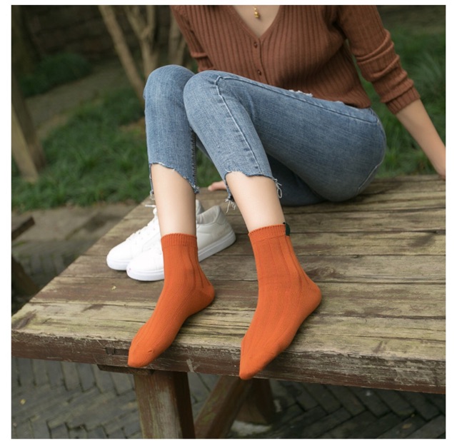 Tất Gân Cao Cố Phong Cách Vintage Hàn Quốc Nhiều Màu Cho Bạn Nam Và Nữ Chất Len Dày Dặn Hàng Quảng Châu Mơ House