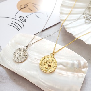 Vòng cổ bạc hình đồng xu may mắn N18