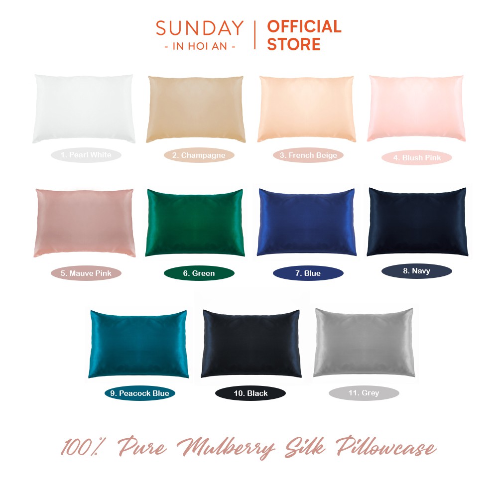 Vỏ Gối SUNDAY Lụa Mulberry 100% Ngăn Ngừa Nếp Nhăn Và Xơ Rối Tóc | Mulberry Silk Pillowcase