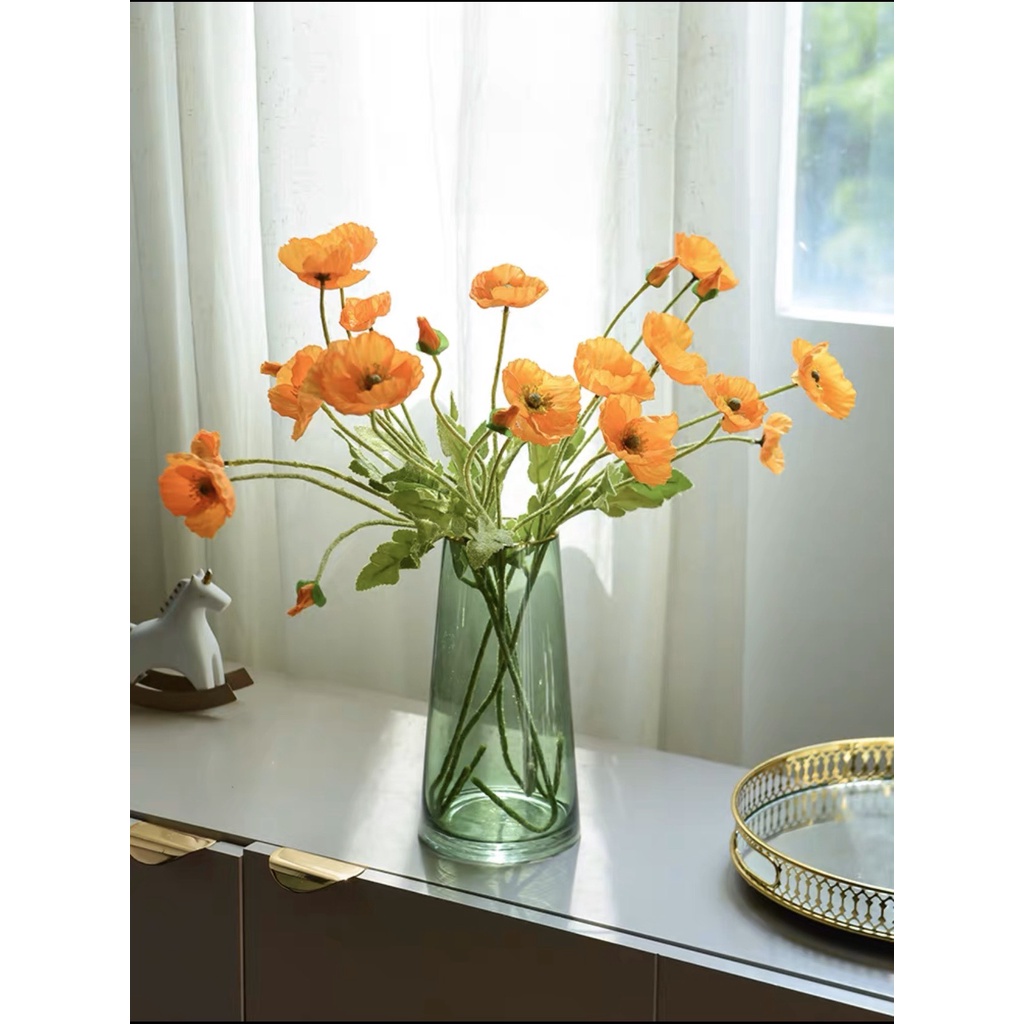 Hoa lụa Poppy Heodecor HL014,giống thật 99%,hoa lụa cao cấp decor