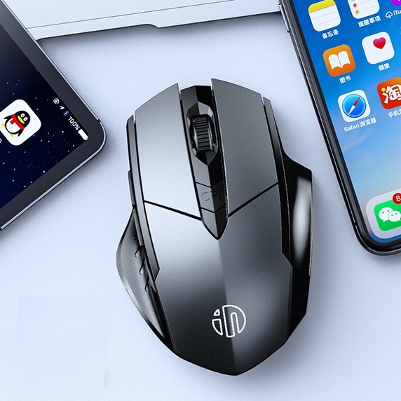 Chuột không dây pin sạc - Chuột gaming không dây PM6 chống ồn cao cấp bấm siêu êm không cần thay pin