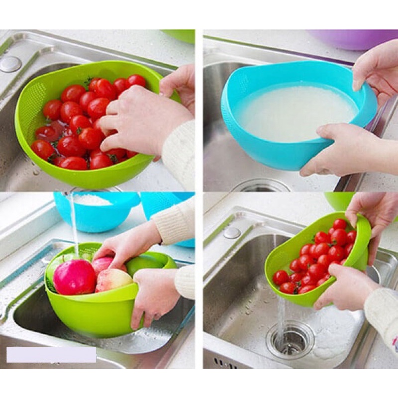 Rổ nhựa rửa rau củ, vo gạo có lỗ thoát nước tiện lợi kích thước 20x17x12,5cm