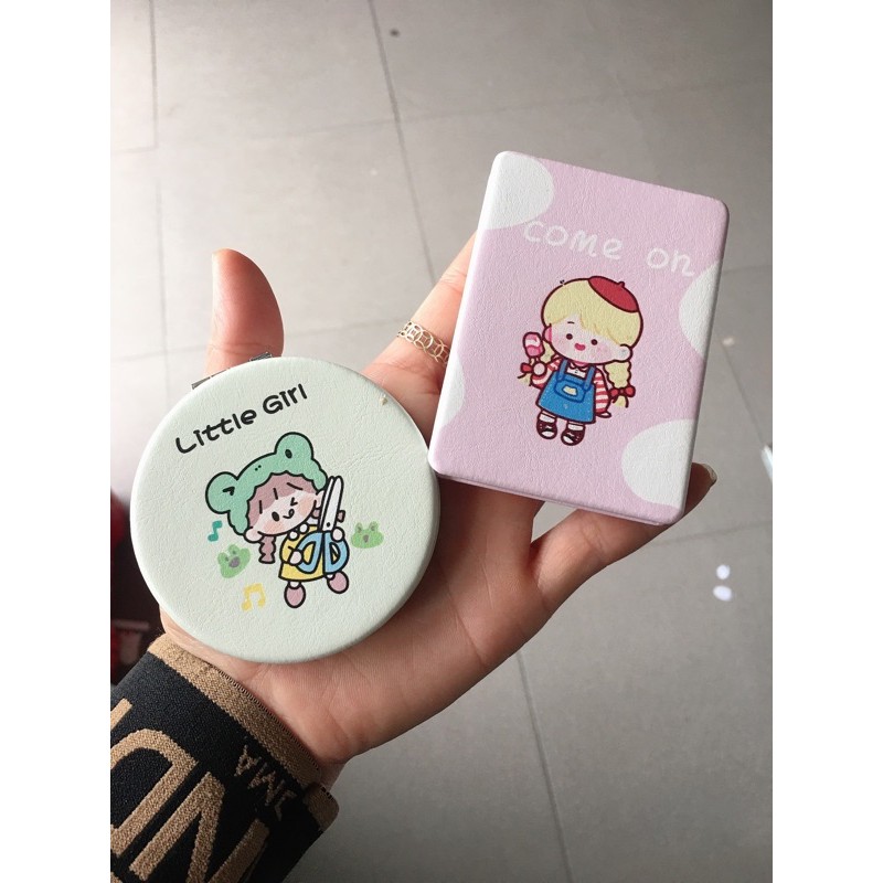 KLA06-Gương hai mặt cầm tay tai thỏ dễ thương
