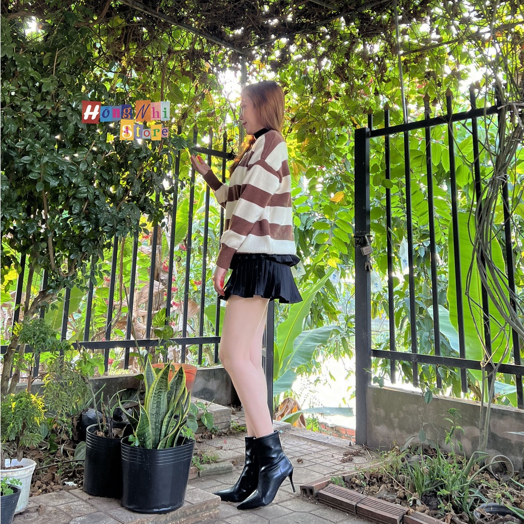 Áo Khoác Sweater Len Sọc Dáng Rộng Cao Cấp Ulzzang