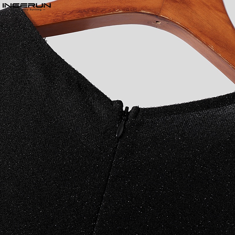 Áo liền quần dây rút INCERUN dáng suông lấp lánh thời trang dự tiệc cho nam