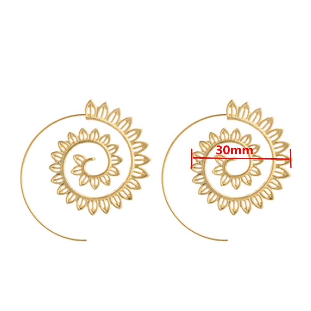 ROWANS 1 Đôi Bông Tai Hình Xoắn Ốc Phong Cách Boho Cổ Điển