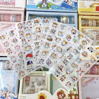Sticker 6 tấm mã mèo tròn