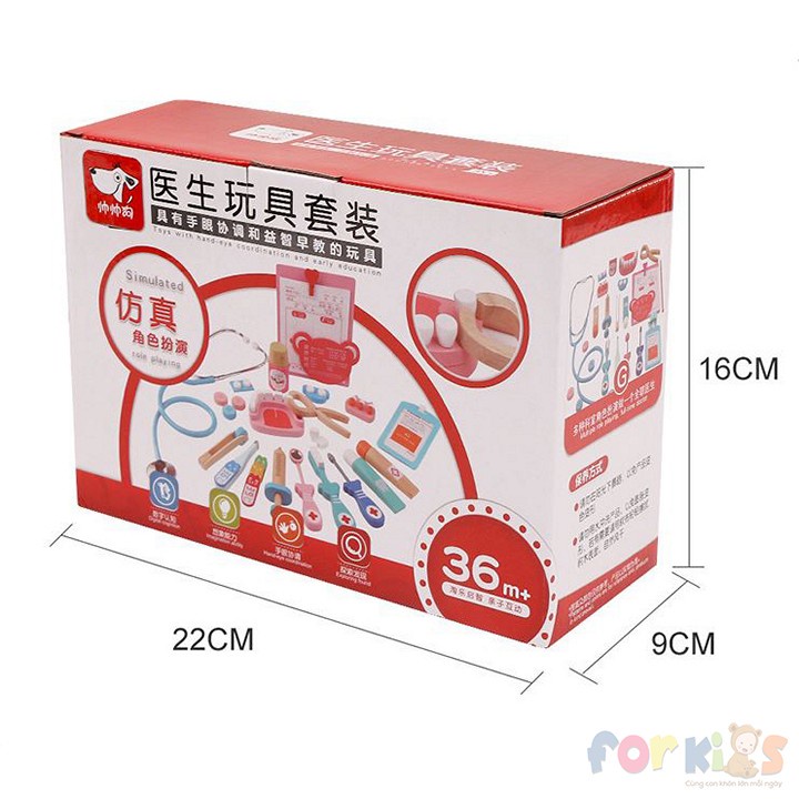 [Mã LIFETOYS1 giảm 30K đơn 99K] Đồ chơi Bác sĩ gỗ cho bé, đồ chơi khám răng nha khoa cho trẻ em