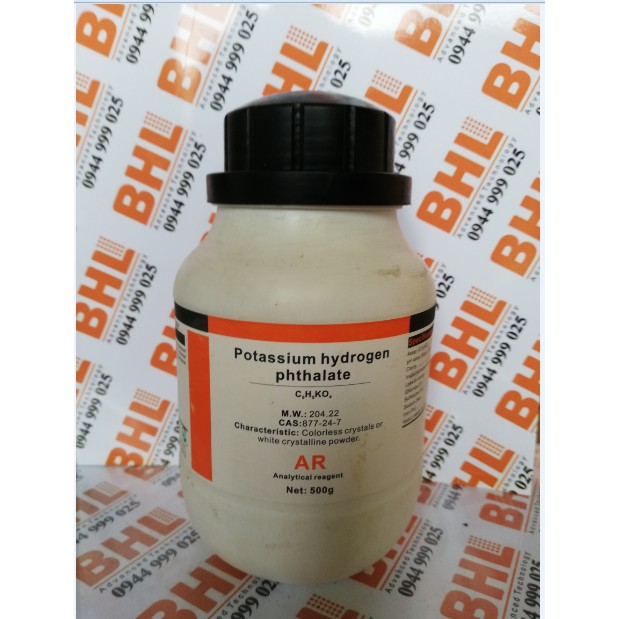 Hóa chất Potassium biphthalate Kali biphthalat C8H5KO4 chai 500g Xylong Trung Quốc