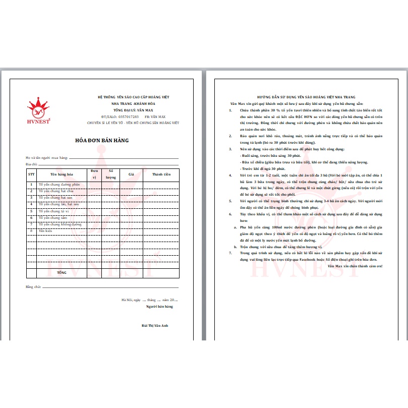 Hóa đơn bán hàng 1 liên 2 mặt khổ a5 in theo yêu cầu