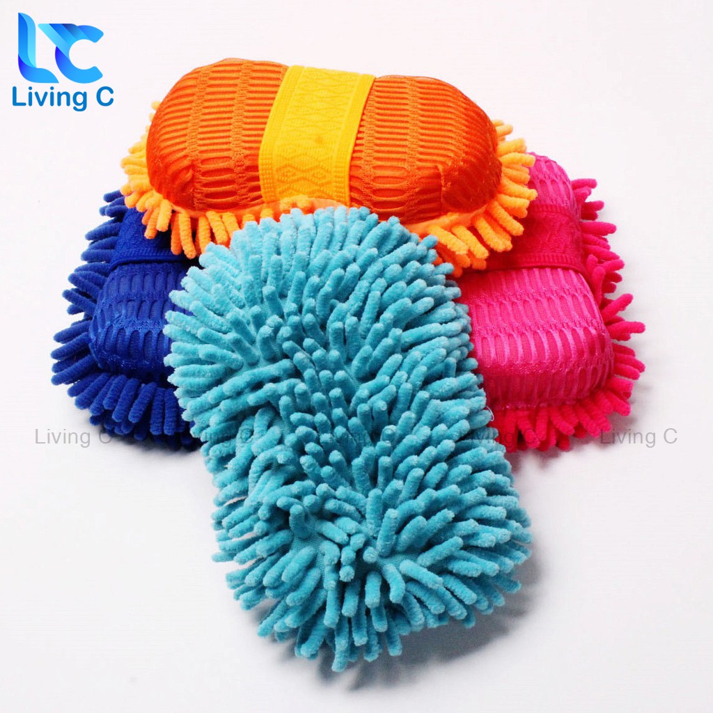 Găng tay rửa xe ô tô Living C, bọt biển microfiber lau chùi xe siêu sạch tiện lợi _SL