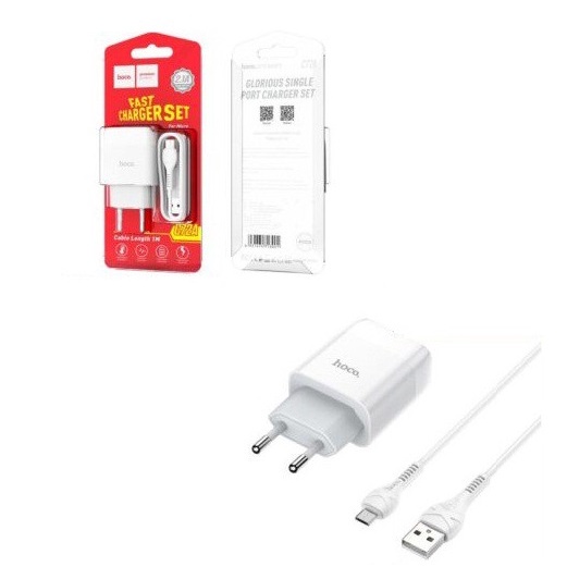 Bộ Cốc Kèm Dây Cáp Hỗ Trợ Sạc Nhanh Hoco C72A Micro 2.1A