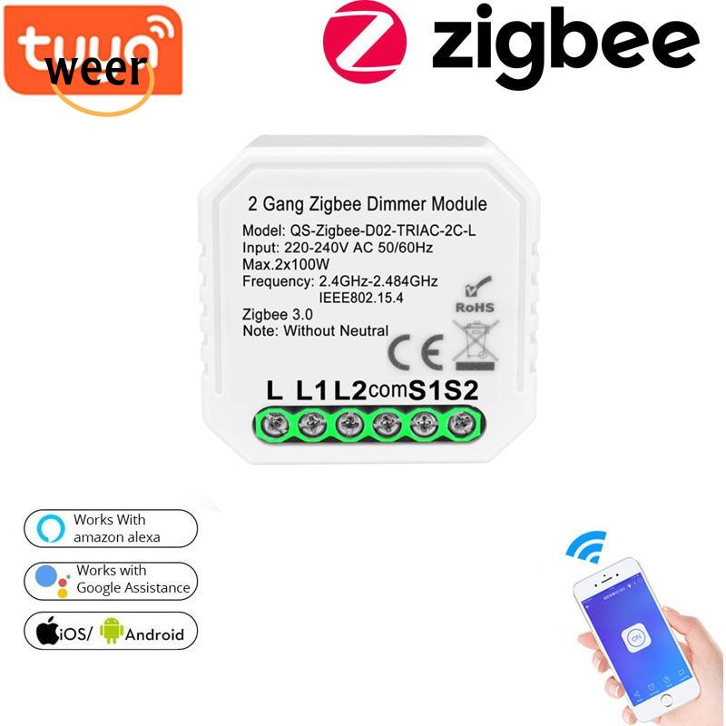 【Weer】 Tuya Wifi Thông Minh Dimmer Chuyển Đổi Không Có Trung Tính Tiếp Sức Nhà Thông Minh Tự Động Hóa Mô-đun Điều Khiển Từ Xa Tương Thích Alexa Google Nhà.