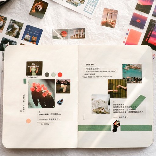 [20 trang] Sổ Sticker Nhãn Dán Nhựa PET Washi Giấy Trang Trí Bullet Journal ST177