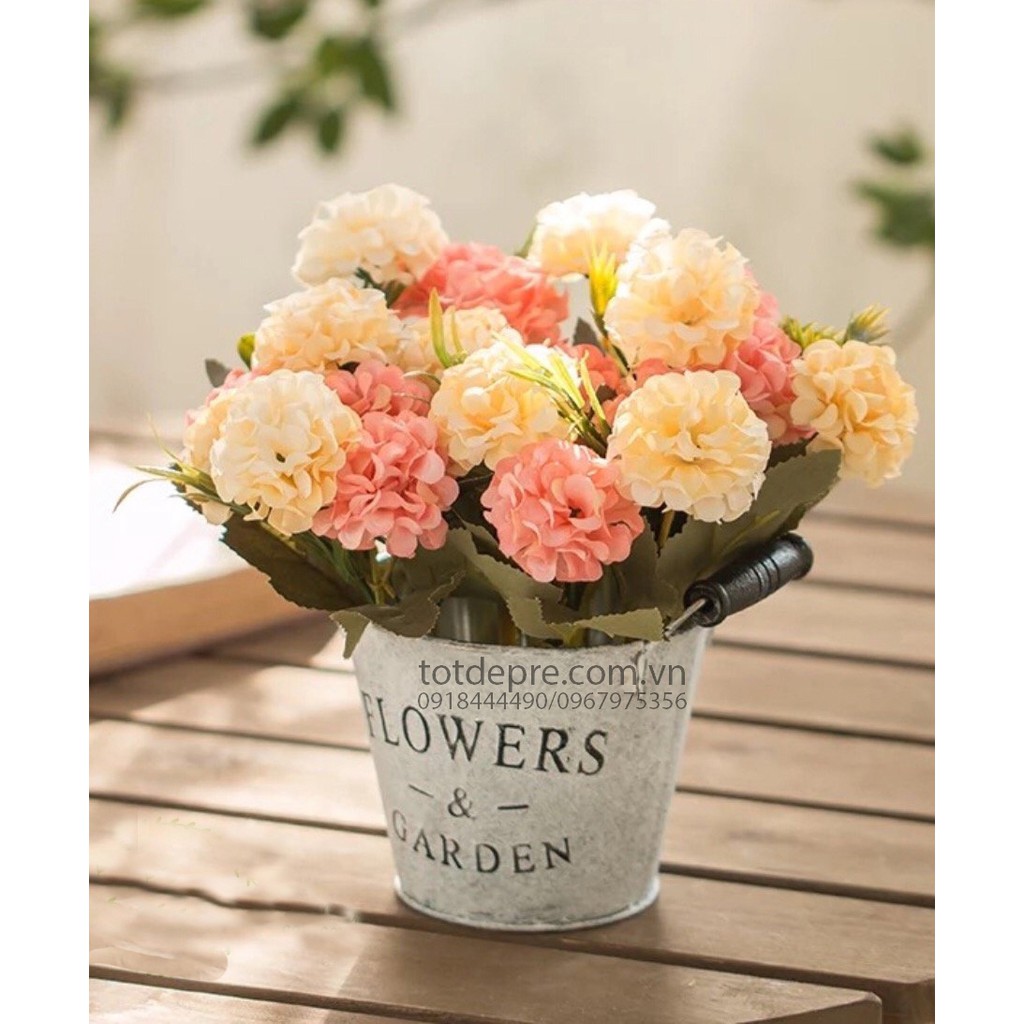 Chùm cẩm tú cầu mini tông màu Vintage - Hoa giả siêu đẹp