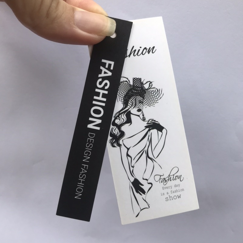 Mác quần áo, Tag Nhãn quần áo, THIẾT KẾ IN ẤN cho shop quần áo, bìa cứng, cán màng k thấm nước 100 mác - size 9x3.6cm