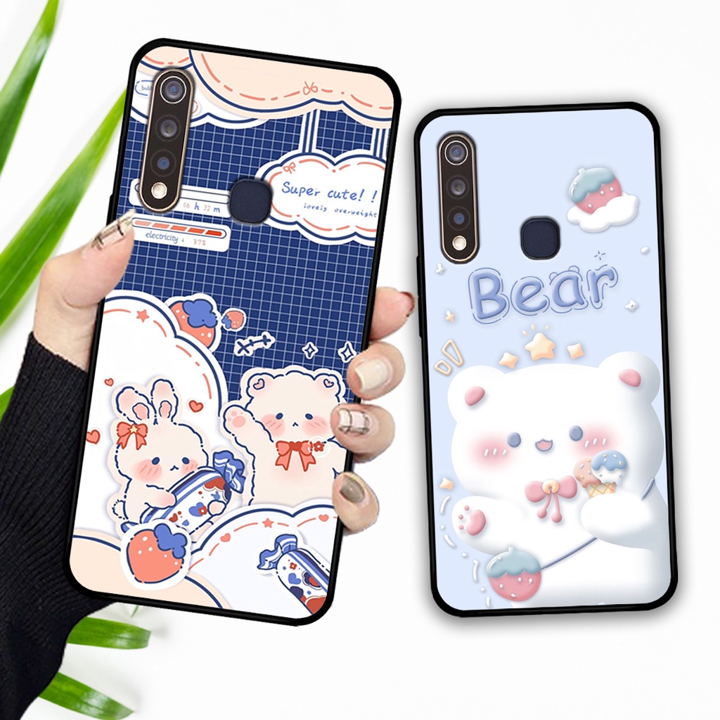 Ốp lưng Vivo Y19 - Vivo U3 in hình caro gấu thỏ dễ thương