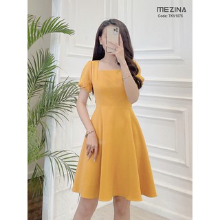 Váy xòe cổ vuông ôm eo TKV1075-  Leeza (Kèm video ảnh thật do shop tự chụp)
