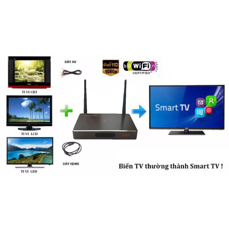 tivi box K9+ Ram 2G kèm bàn phím mini cài sẵn bộ ứng dụng xem phim truyền hình cáp miễn phí vĩnh viễn