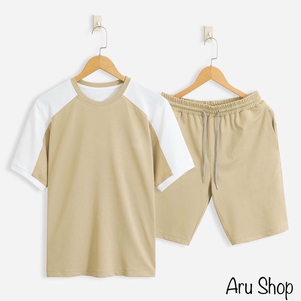 Bộ quần áo mùa hè nam ngắn tay cổ tròn Aru Shop