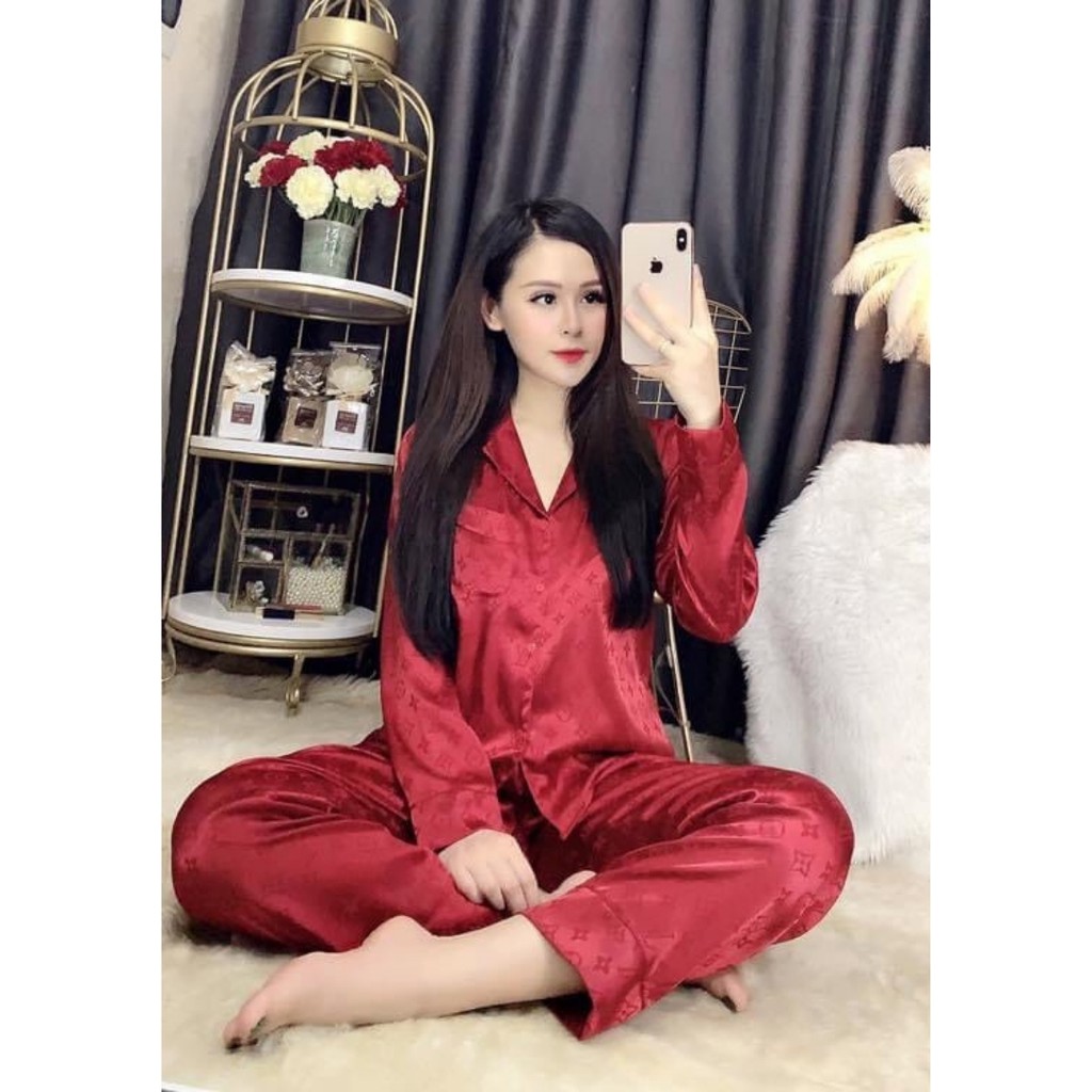 [Mã FATRENDW1 giảm đến 30k đơn 99k] Bộ Đồ Ngủ Pijama Lụa Gấm Cao Cấp Áo Tay Dài ...