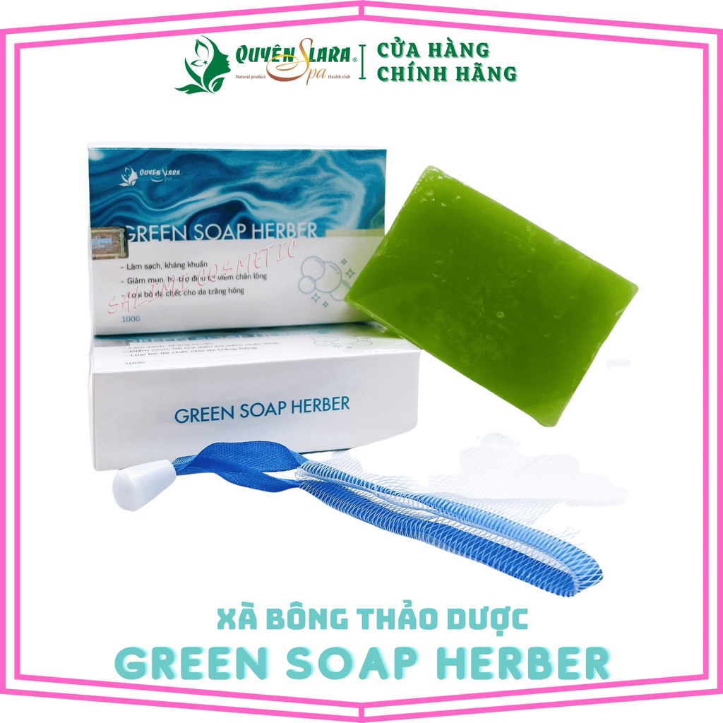 Xà Bông Thảo Dược Green Soap Herber Quyên Lara Siêu Thơm,Tinh Chất Thiên Nhiên, Sáng Da, Giảm Mụn Trắng Hồng 100g