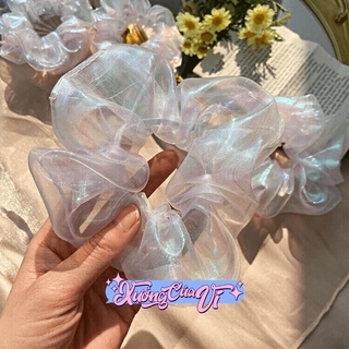 ✧Ảnh thật✧ Dây cột tóc scrunchies vải lưới hologram long lanh phong cách nàng tiên cá DC004