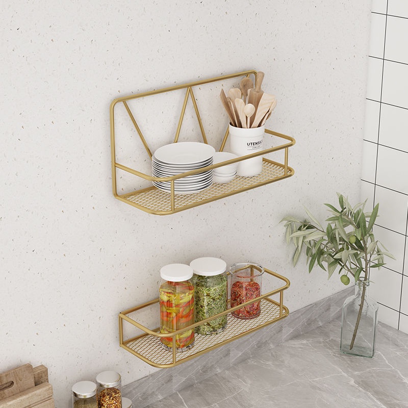 Kệ Đựng Đồ Dùng Gắn Tường Không Đục Lỗ Tiện Dụng Cho Nhà Bếp / Nhà Tắm