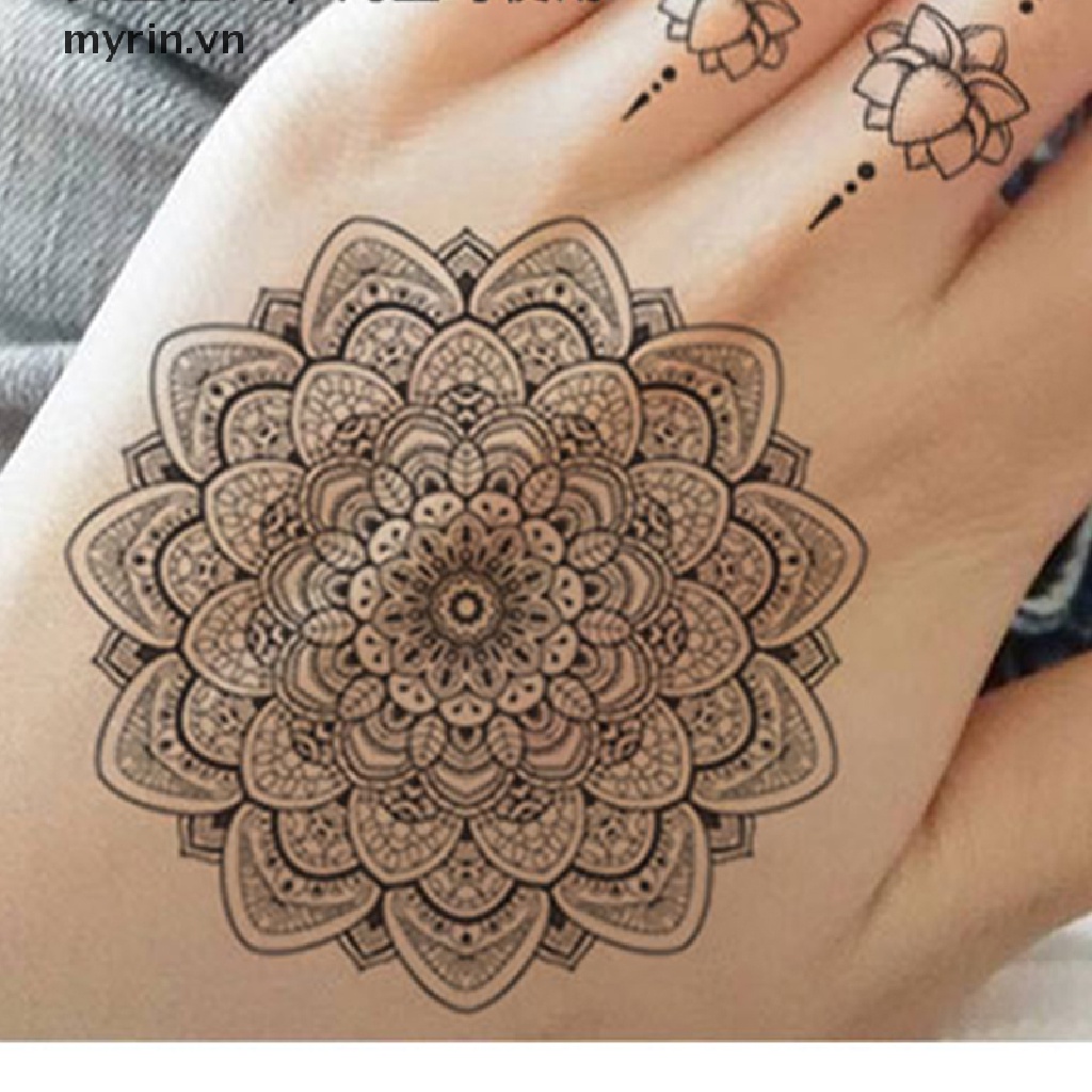 Hình xăm dán tạm thời họa tiết Mandala chống thấm nước cho nữ