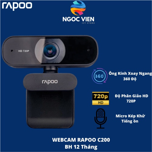 [Mã 154ELSALE2 giảm 7% đơn 300K] WEBCAM RAPOO C200 Full HD 720p TÍCH HỢP MICRO CHUNG CỔNG USB HÌNH ẢNH HD SIÊU NÉT