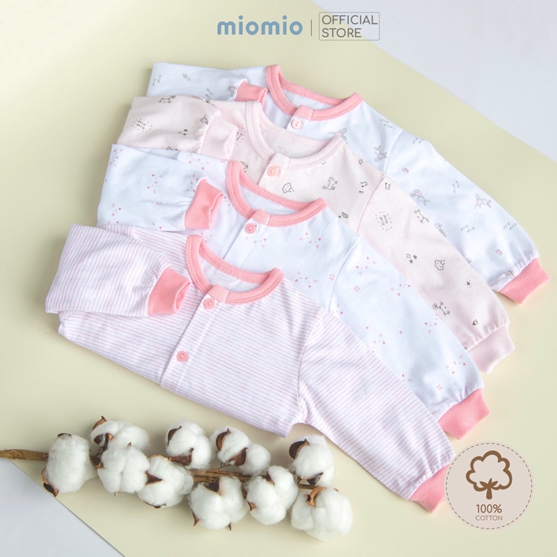 Combo 4 Áo Tay Dài Sơ Sinh MIOMIO Cho Bé Trai, Bé Gái (Từ 0-24 Tháng), Vải Cotton