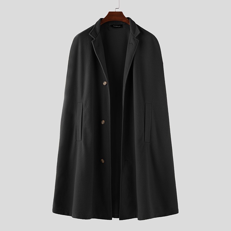 Áo khoác INCERUN dáng rộng màu trơn cổ điển cho nam