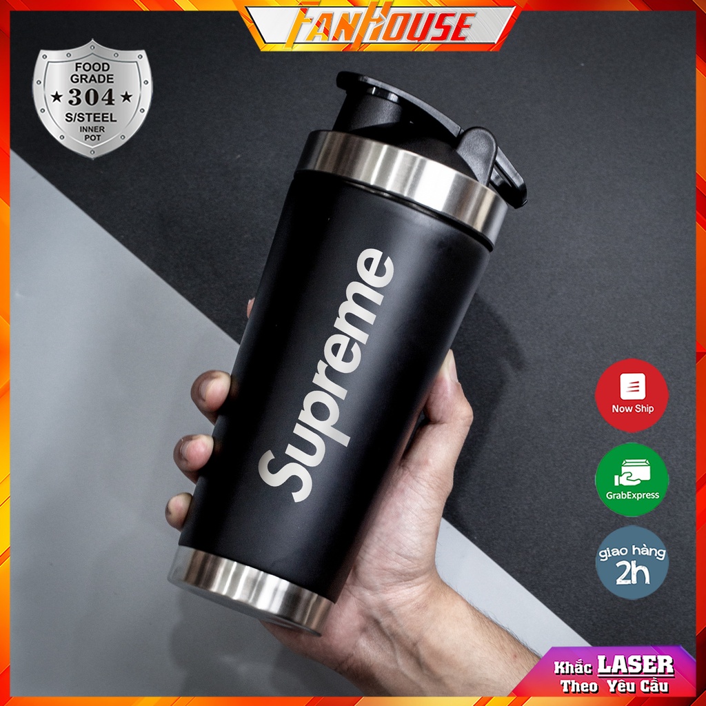 Bình giữ nhiệt Supreme độc quyền Fan House bình lắc 850ml Sup made in thailand inox 304 tặng bộ rửa bình